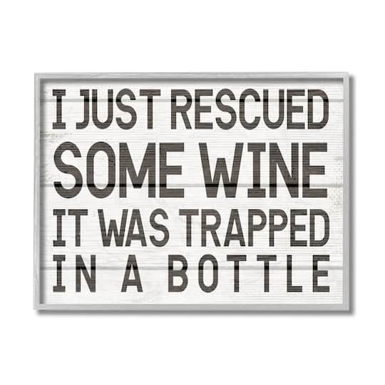 Stupell Industries Wine Trapped in Bottle Wall Accent with Frame